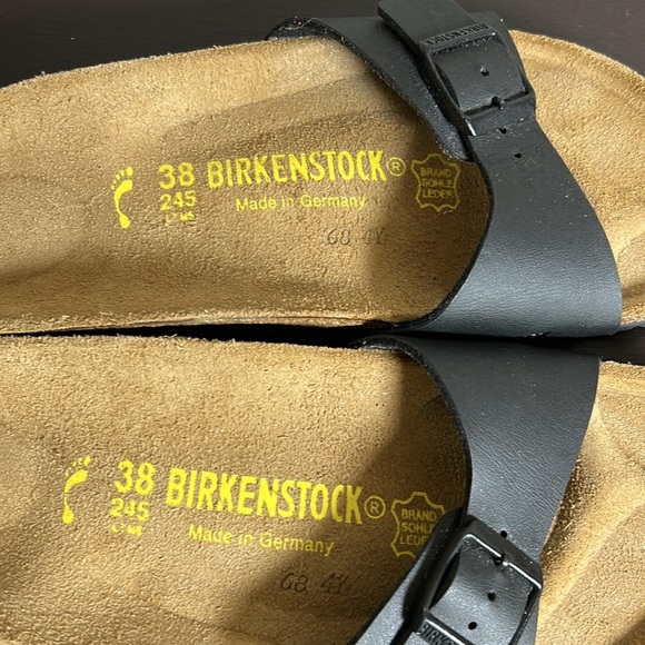 Birkenstock Madrid Birko Flor Black Strap Buckle Suede Cork Sz 38 US 7-7.5 NEW - Picture 11 of 12